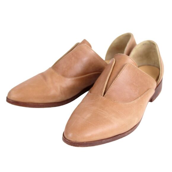Nisolo TAN BROWN GENUINE LEATHER POINTED TOE LOW HEEL SLIP ON LOAFER SHOES Sz 8 - Picture 2 of 10
